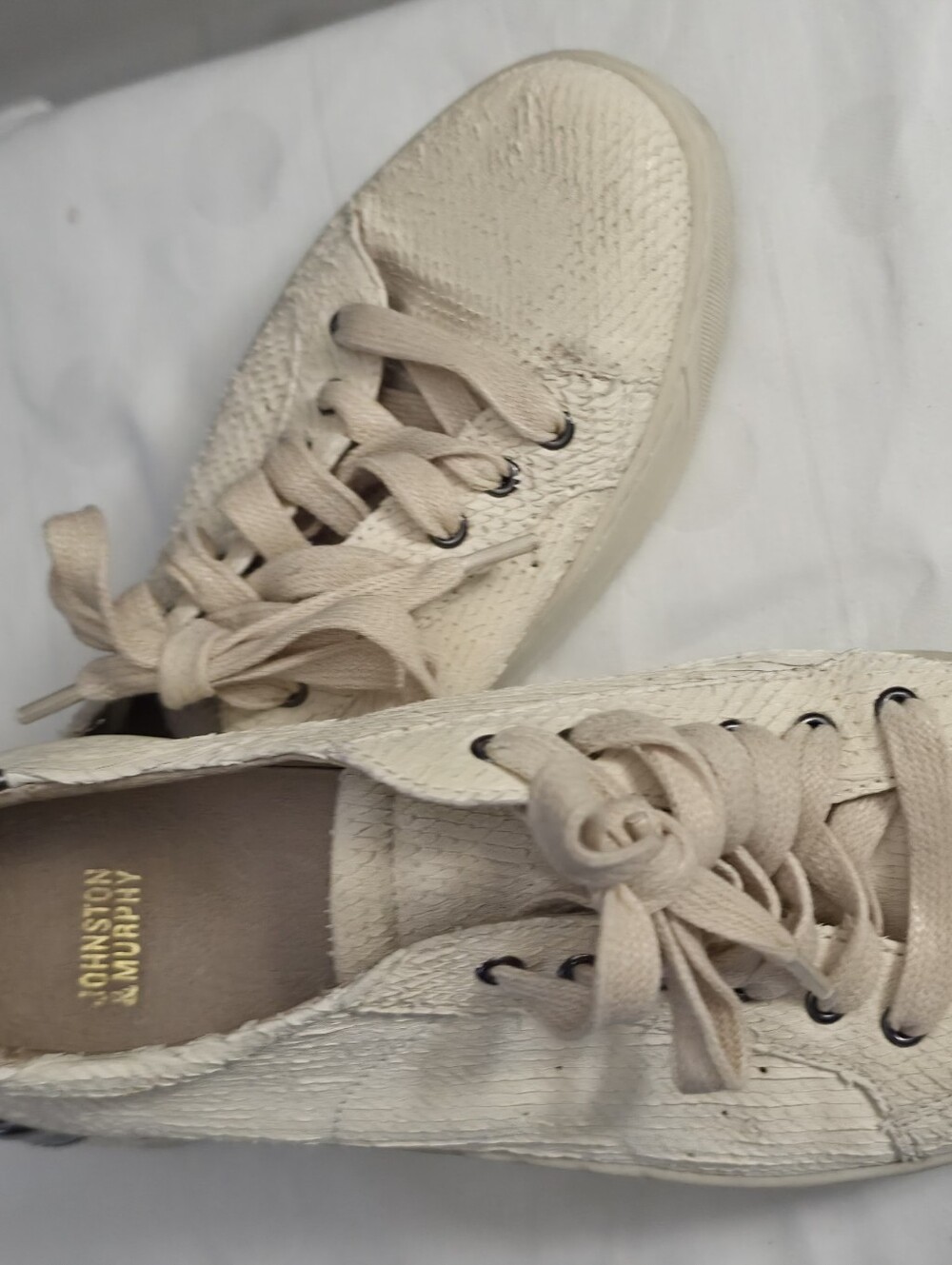 Johnston & Murphy OFF WHITE SNEAKERS WITH AN ANIMAL TYPE TEXTURE
